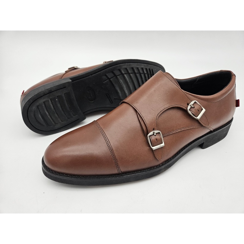 MARC JOSEPH NEW YORK Men's Leather Double Monk Dress Shoe Oxford Brown Sz 11.5